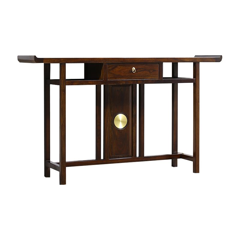 Rectangle Contemporary Console Table Dark Brown Elm Console Sofa Table