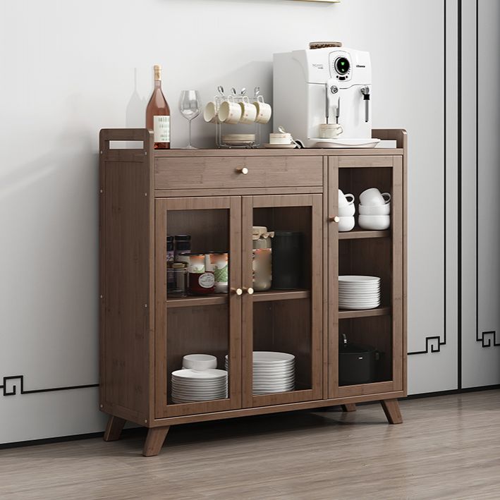 Sideboard moderna in colore browntea di sala da pranzo in legno con porte per soggiorno
