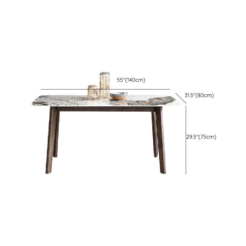 Mesa de comedor Mid-Century para el hogar Mesa con tapa de piedra y estructura de madera