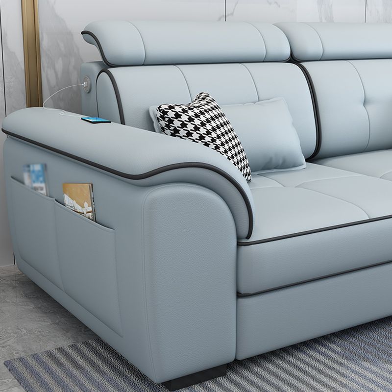 Pillowed Back Cushions Cotton Blend /Faux Leather Furniture Sectionals Clearhalo 'furn' 'furn_sectionals' 'Furniture' 'furniture_sectionals' 'kitchen' 'kitchen_sectionals' 'Living Room Furniture' 'Sectionals' 1200x1200_f2aaf583-2d26-4ec0-8bee-f05debf71ce2