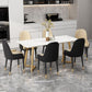 Glam Dining Table Set 1/2/7 Pcs Sintered Stone Dining Table and Upholstered Chairs Clearhalo 'Dining Room Sets' 'Dining Tables & Seating' 'dining_room_set' 'furn' 'furn_dining_room_set' 'Furniture' 'Kitchen & Dining Furniture' 1200x1200_f2ac0d1d-d8f9-4ec1-970c-32d61ac7bfba