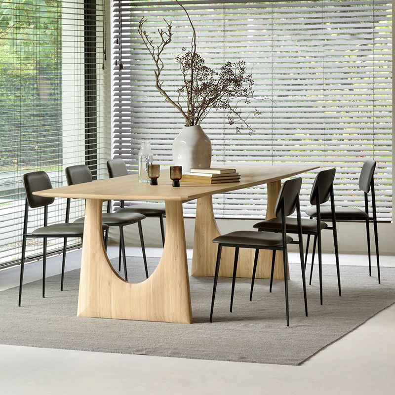 Rectangle Double Pedestal Modern Dining Table Solid Wood Fixed Table Clearhalo ' dining_table' 'Dining Tables & Seating' 'Dining Tables' 'furn' 'furn_dining_table' 'Furniture' 'furniture_dining_table' 'Kitchen & Dining Furniture' 'kitchen&dining_furn' 'kitchen' 'kitchen_dining_table' 1200x1200_f2ad3d08-0a12-49cb-ad88-84afefdbaaf3