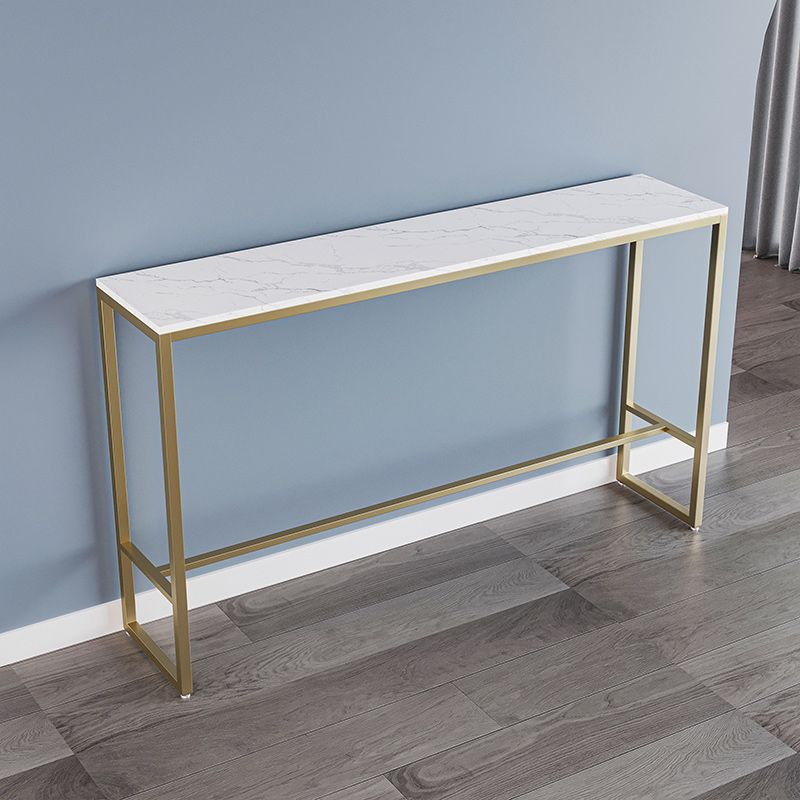 Stone Bar Dining Table Glam Style Rectangle Bar Table with Trestle for Dessert Shop