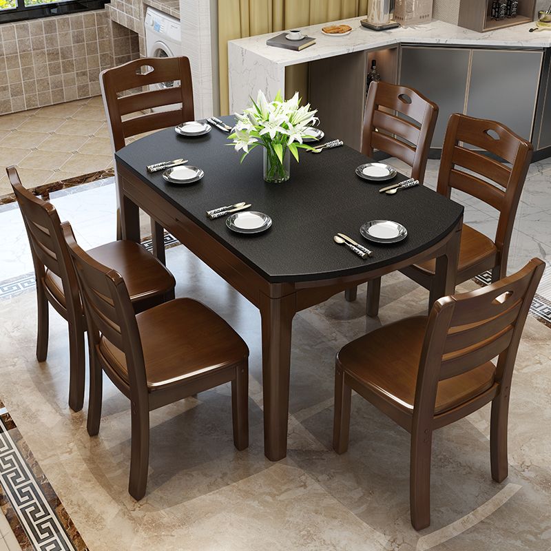 Contemporary Kitchen Dinner Table 4 Legs Extendable Dining Table Clearhalo 'Dining Tables & Seating' 'Dining Tables' 'dining_table' 'furn' 'furn_dining_table' 'Furniture' 'Kitchen & Dining Furniture' 1200x1200_f2b062d5-1606-4760-ac8f-71c2d42f2715