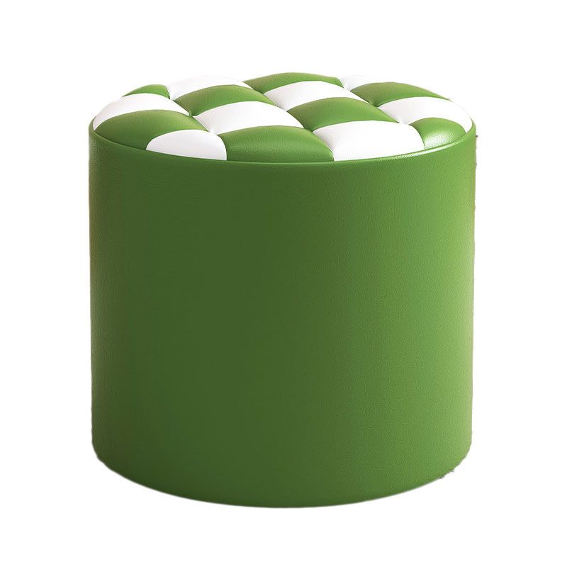 Mid-Century Modern Pouf Ottoman Faux Leather Tufted Square Pattern Round Ottoman Clearhalo 'furn' 'furn_ottomans_poufs' 'Furniture' 'Living Room Furniture' 'Ottomans & Poufs' 'ottomans_poufs' 1200x1200_f2b2135d-5488-4eba-a682-2b6472ee72c3