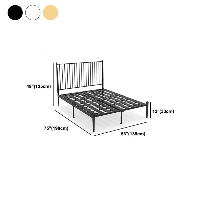 Metal Glam Slat Bed Solid Color Bed Frame with Spindle Headboard