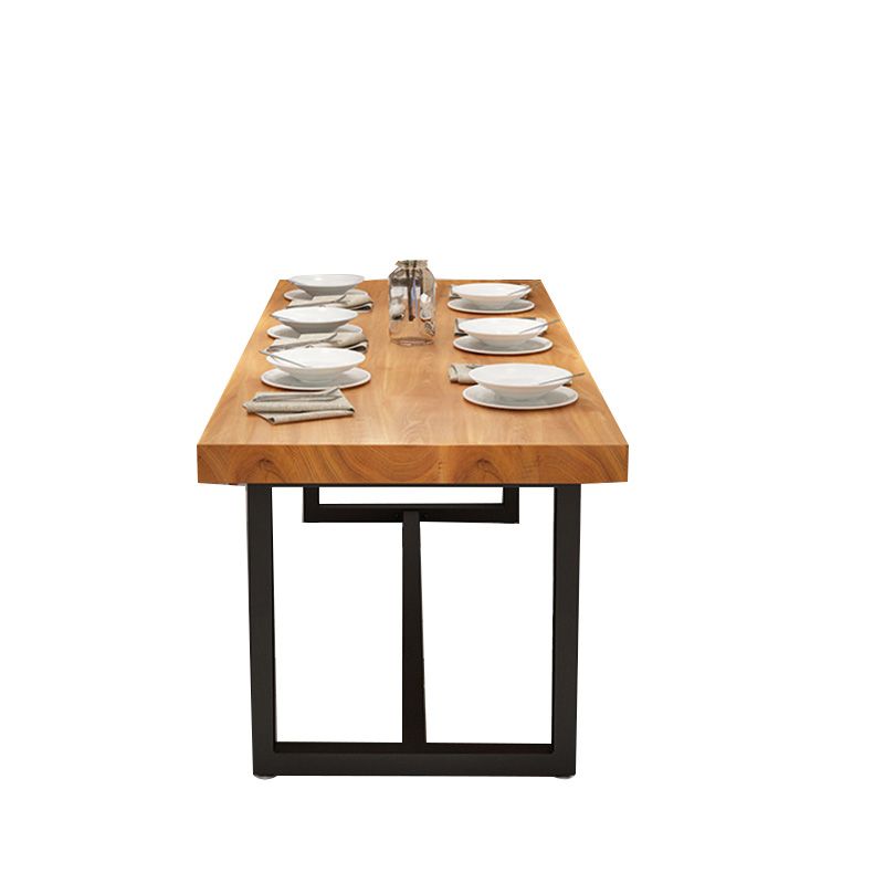 Solid Wood Top Table with Metal Base Industrial Rectangle Dining Table Clearhalo 'Dining Tables & Seating' 'Dining Tables' 'dining_table' 'furn' 'furn_dining_table' 'Furniture' 'Kitchen & Dining Furniture' 1200x1200_f2b44866-3203-49c6-934a-48d813d92474
