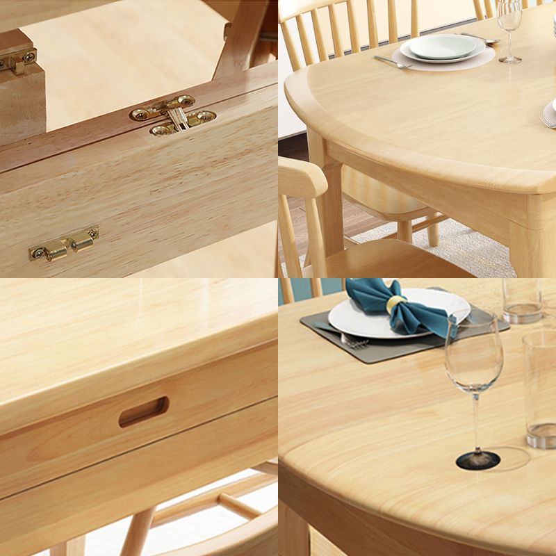 Modern Style Solid Wood Dining Table Brown Round Drop-Leaf Table with 4 Legs Clearhalo ' dining_table' 'Dining Tables & Seating' 'Dining Tables' 'furn' 'furn_dining_table' 'Furniture' 'furniture_dining_table' 'Kitchen & Dining Furniture' 'kitchen&dining_furn' 'kitchen' 'kitchen_dining_table' 1200x1200_f2b57580-c712-41e4-84d7-b77656d54570