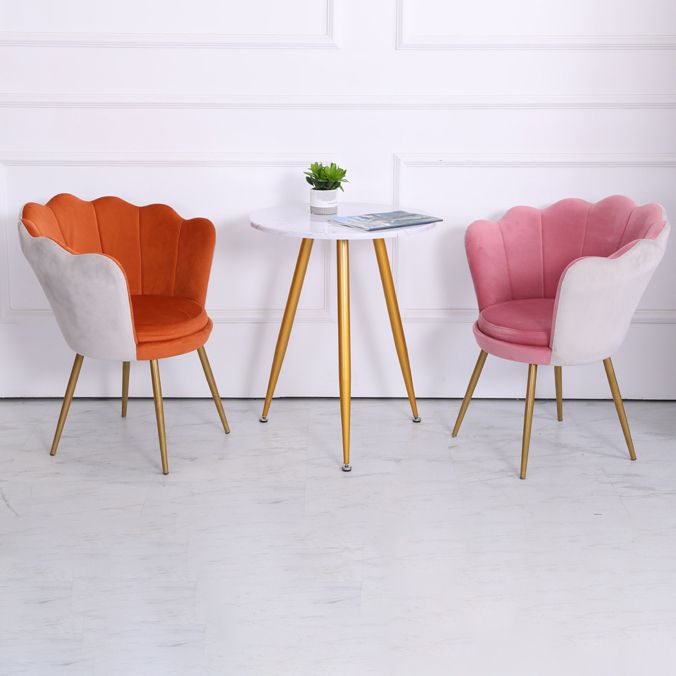 Scandinavian Style Metal Dining Chair Home Armless Cushion Crown Top Back Single Chair Clearhalo ' kitchen&dining_furn' 'Dining Chairs' 'Dining Tables & Seating' 'dining_chair' 'furn' 'furn_dining_chair' 'Furniture' 'furniture_dining_chair' 'Kitchen & Dining Furniture' 'kitchen' 1200x1200_f2b57c8a-c5be-493e-81b5-ea4780899520