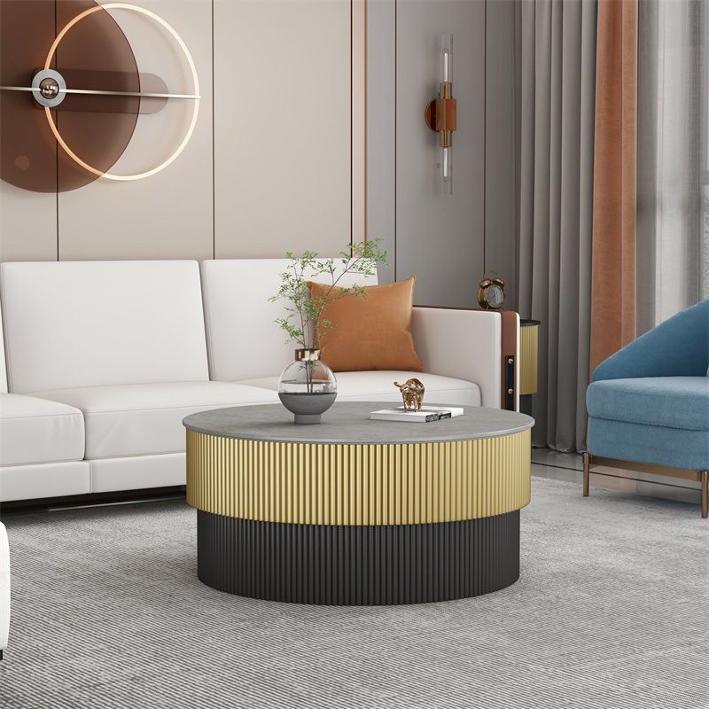 Piédestal glamour de table basse ronde en ardoise sans table basse simple pénible
