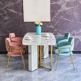 Glam Upholstered Arm Chair Velvet Open Back Dining Chair with Gold Legs