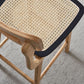Low Back Solid Wood Bar Stool Modern Rattan Armless Stool for Living Room