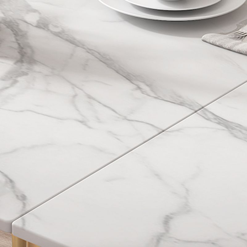 Rectangle Golden Base Dining Table Glam Stone 4 Legs Dining Table Clearhalo 'Dining Tables & Seating' 'Dining Tables' 'dining_table' 'furn' 'furn_dining_table' 'Furniture' 'Kitchen & Dining Furniture' 1200x1200_f2b8a33e-369c-41a9-b751-802f451955e5