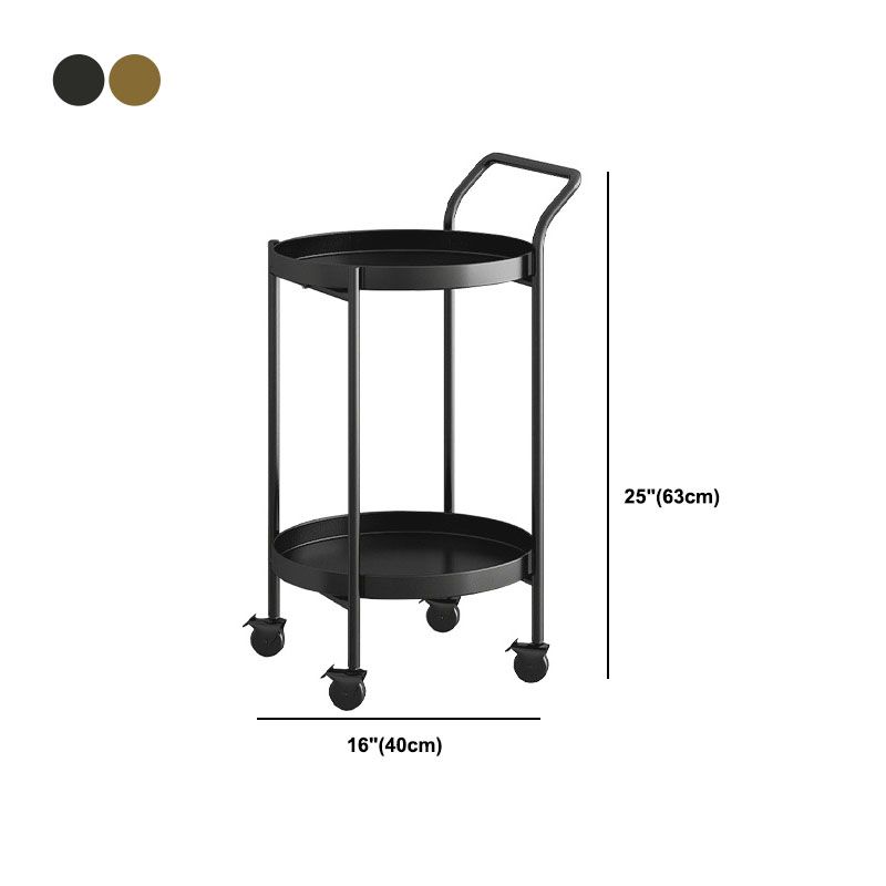 Black / Gold Round Tray Top Side Table Metal 4 Legs End Table with Shelf