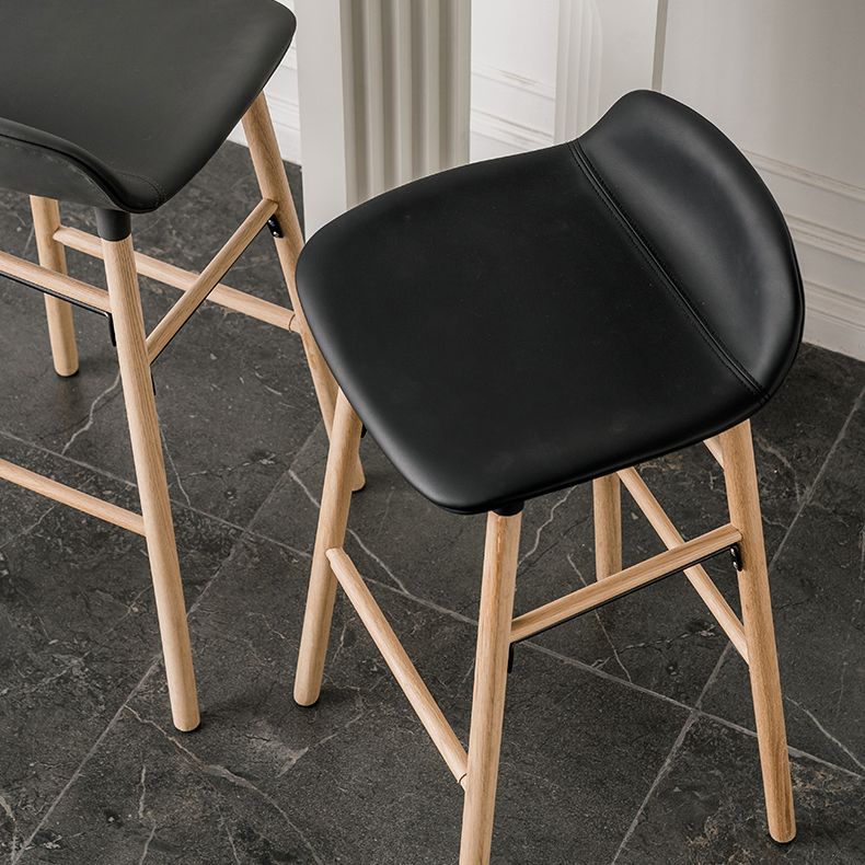 Faux Leather Counter Stool Modern Style Low Back Barstool with Solid Wood Legs Clearhalo 'Bar Furniture' 'Bar Stools' 'bar_stools' 'furn' 'furn_bar_stools' 'Furniture' 'Kitchen & Dining Furniture' 1200x1200_f2bda771-ee29-4881-a1e3-362982d4ae22