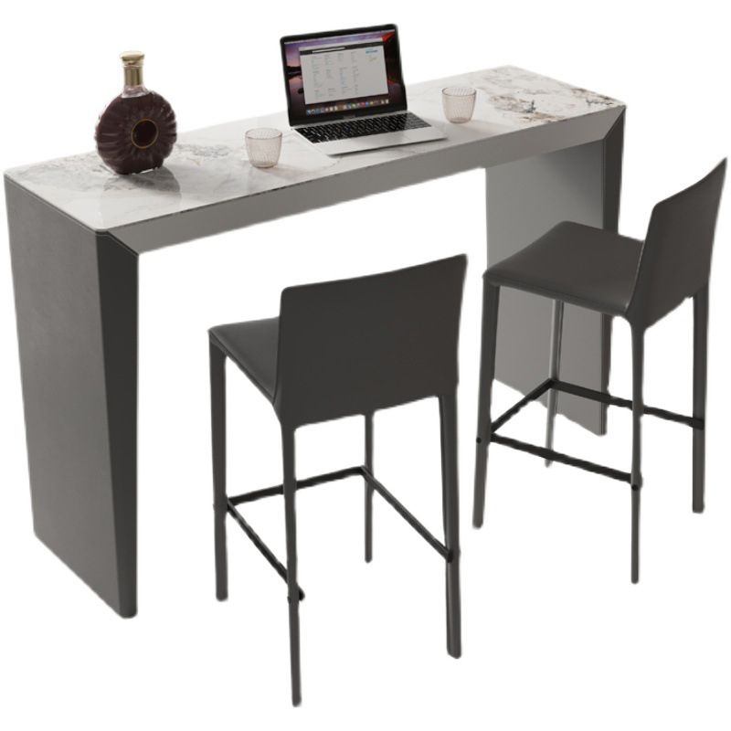 Sintered Stone Bistro Bar Table Modern Double Pedestal Bar Table for Home Clearhalo 'Bar Furniture' 'Bar Tables' 'bar_tables' 'furn' 'furn_bar_tables' 'Furniture' 'Kitchen & Dining Furniture' 1200x1200_f2be4963-0fdd-43f9-8b19-7860be31710c