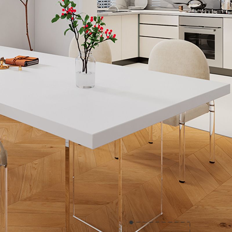 Contemporary 1/4/6/7 Pieces Dining Room Set Rectangle Stone Furniture in White