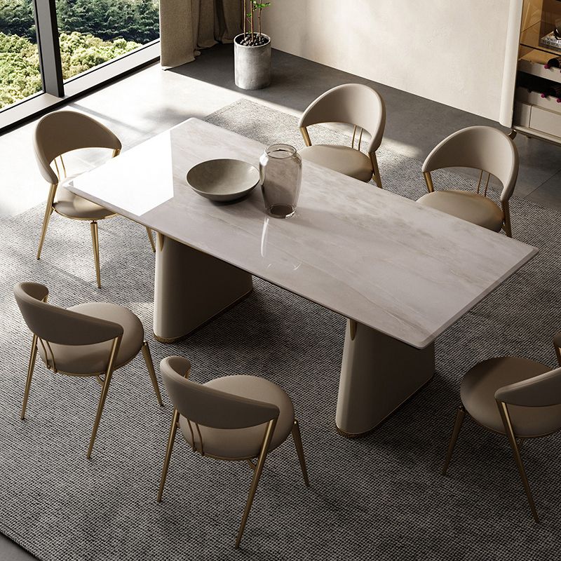 Glam -stijl armloze eetkamerstoelen faux lederen open achterkant eetstoelstoel