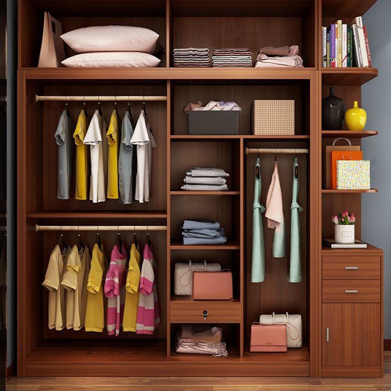 Armadio contemporaneo marrone armadio armadio ingegnerizzato in legno.