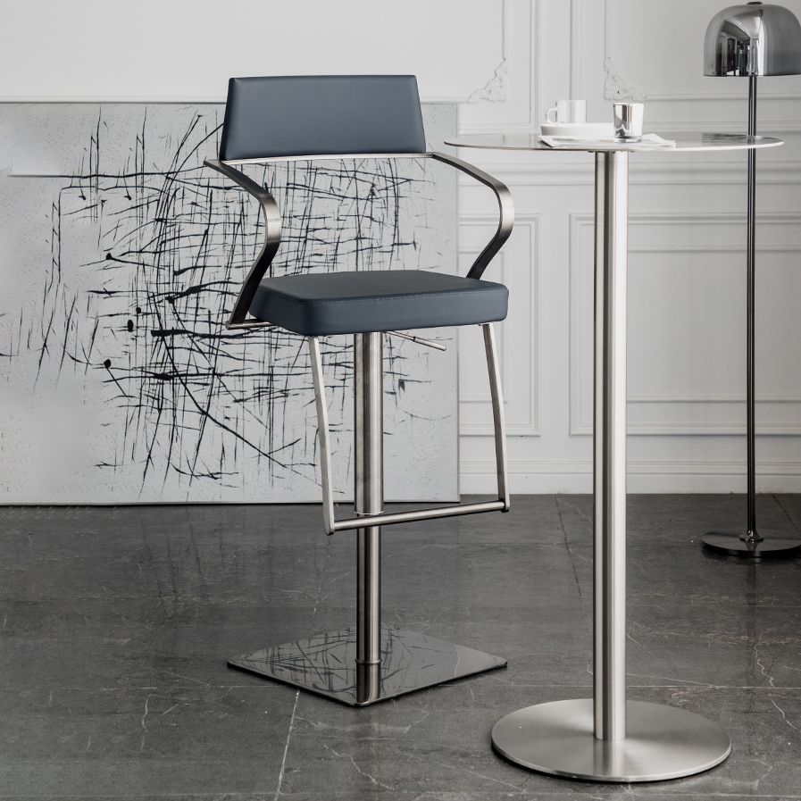 Sgabello da bar strillabile in pelle glam in pelle per cucina