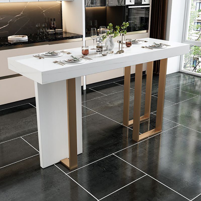 Rectangle Bar Table Contemporary Bar Dining Table with 4 Gold Legs Clearhalo 'Bar Furniture' 'Bar Tables' 'bar_tables' 'furn' 'furn_bar_tables' 'Furniture' 'furniture_bar_tables' 'Kitchen & Dining Furniture' 1200x1200_f2c155f3-328f-44e0-a229-6739c796ab65