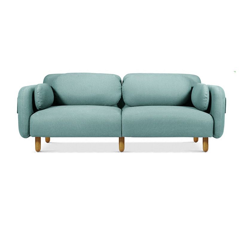 Sewn Pillow Back Fabric Settee Solid Color Stain Resistant Sofa for Bonus Room