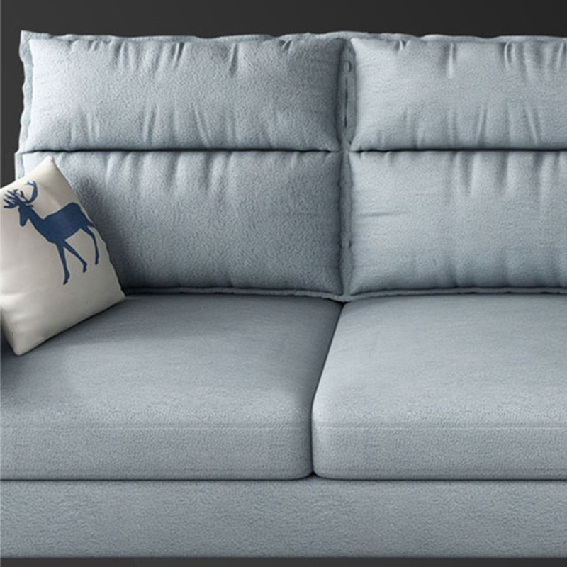 Square Arm 4-Seater Sofa & Chaise 106.3" W Linen/Faux Leather Cushions Sofa