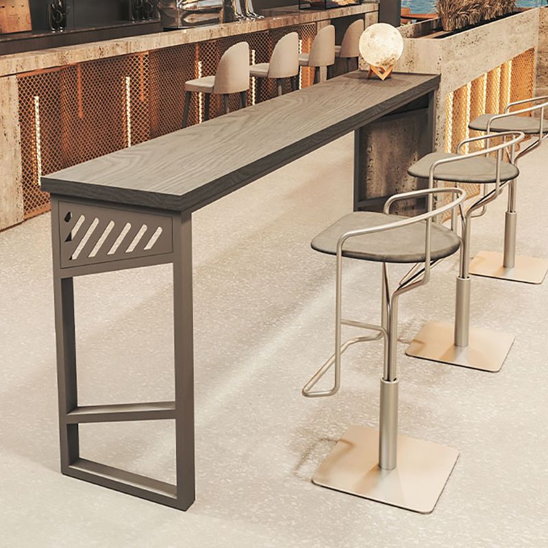 Industrial Rectangle Bistro Bar Desk Solid Wood Bistro Table with Double Pedestal Clearhalo 'Bar Furniture' 'Bar Tables' 'bar_tables' 'furn' 'furn_bar_tables' 'Furniture' 'Kitchen & Dining Furniture' 1200x1200_f2c83c82-f4b8-4a80-8ccd-7ad97b90d0c3