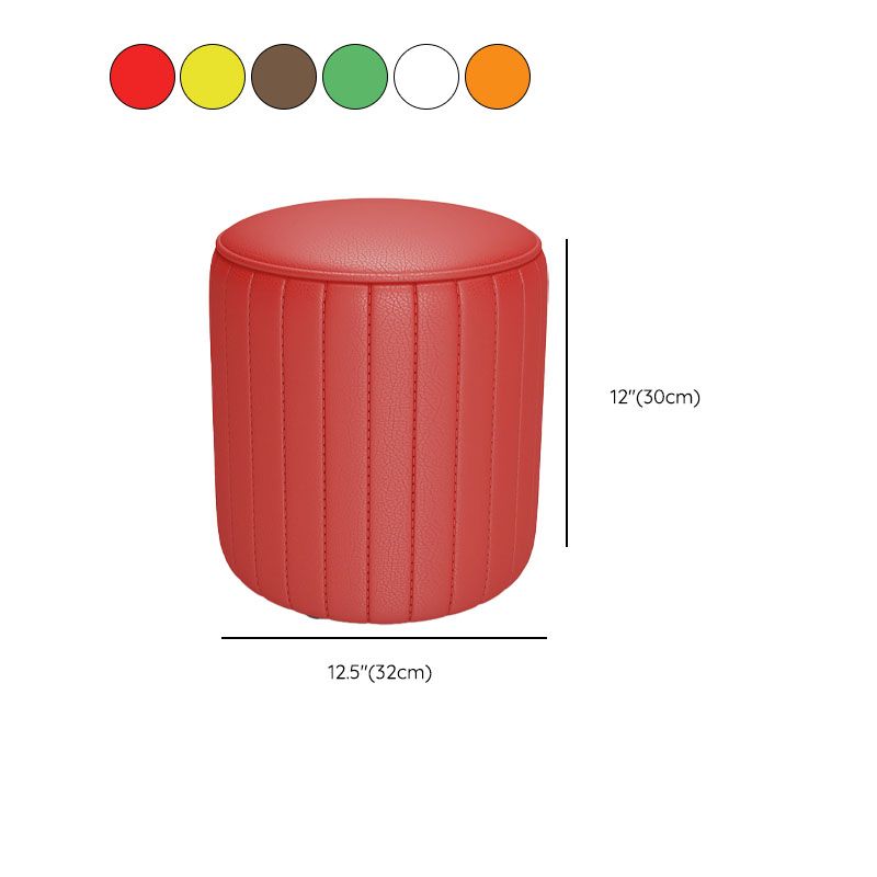 Solid Color Leather Standard Stool Modern Style Simple Round Cushion Stool Clearhalo 'furn' 'furn_ottomans_poufs' 'Furniture' 'Living Room Furniture' 'Ottomans & Poufs' 'ottomans_poufs' 1200x1200_f2c86ccb-6760-41ff-bcd4-c0e1296ef23a