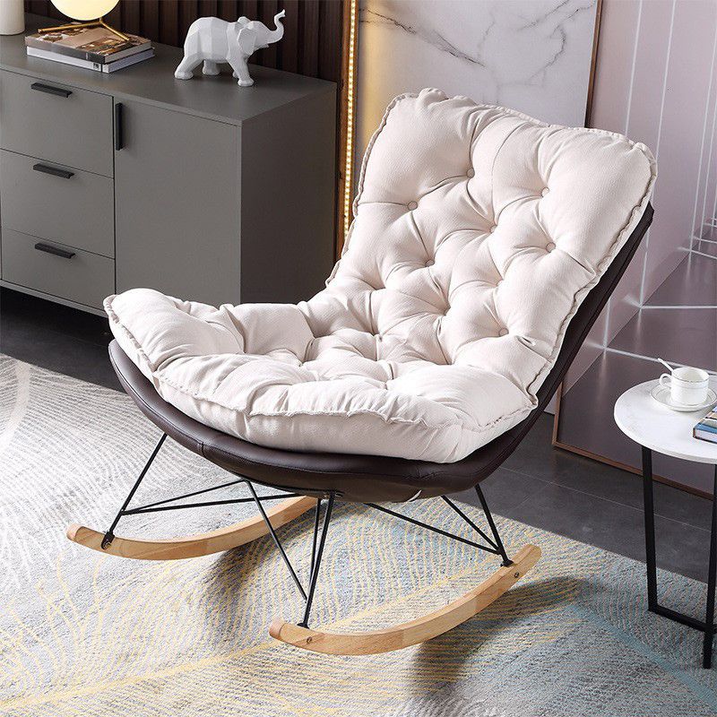 Modern Rocker Chair Metal Frame Friction Resistant Upholstered Rocker Chair