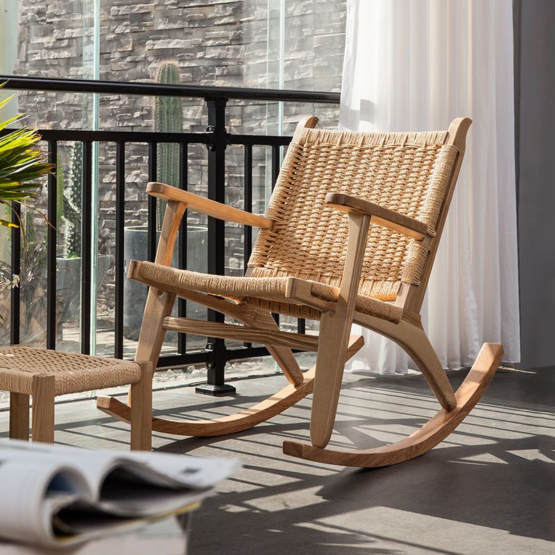 Modern Style Wood Base Rocking Chair Leisure Chaise Lazy Chair for Balcony Clearhalo 'Chairs & Seating' 'furn' 'furn_rocking_chairs' 'Furniture' 'Living Room Furniture' 'Rocking Chairs' 'rocking_chairs' 1200x1200_f2cddac2-b95c-43aa-95ea-91fabd850f7e