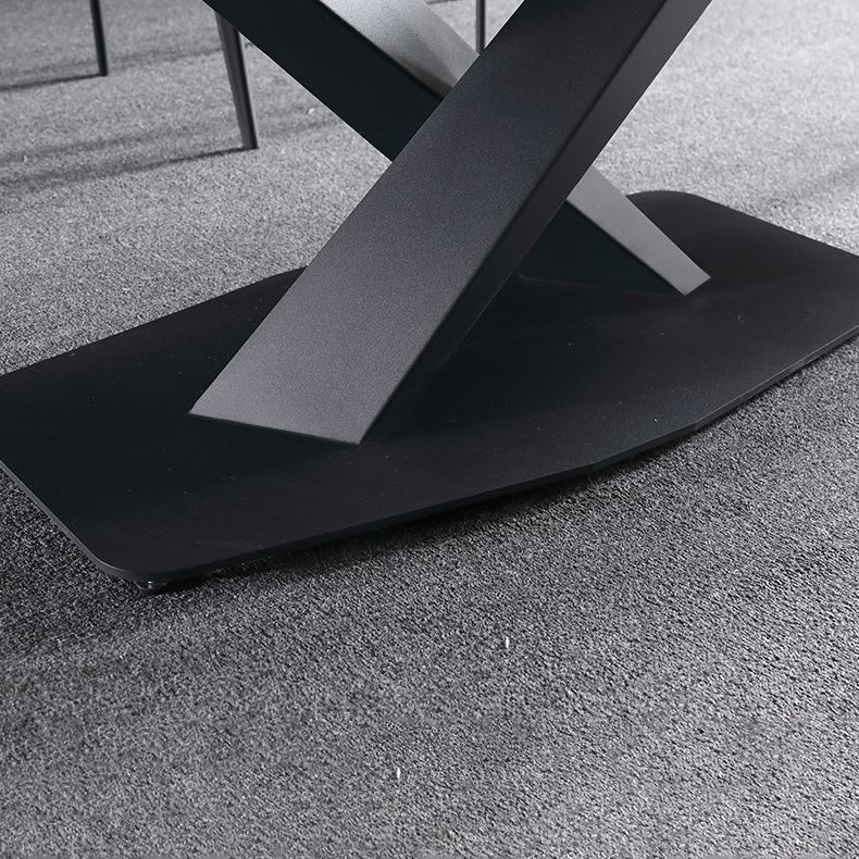 Minimalist Sintered Stone Dining Room Set Fixed Dining Set with Rectangle Table for Home Use Clearhalo 'Dining Room Sets' 'Dining Tables & Seating' 'dining_room_set' 'furn' 'furn_dining_room_set' 'Furniture' 'furniture_dining_room_set' 'Kitchen & Dining Furniture' 'kitchen&dining_furn' 'kitchen' 1200x1200_f2ced2c2-e188-4764-981f-3bbfb4e72b09