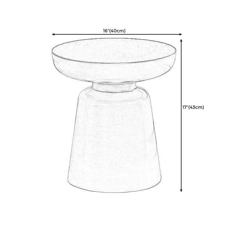 16.9" Tall Modern Mental Pedestal Side Table Solid Color Round Top End Table