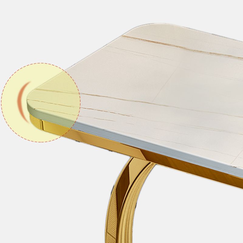 Modern Style Iron Base Slab White/white Gold/black Gold Table Top Rectangular Side Table