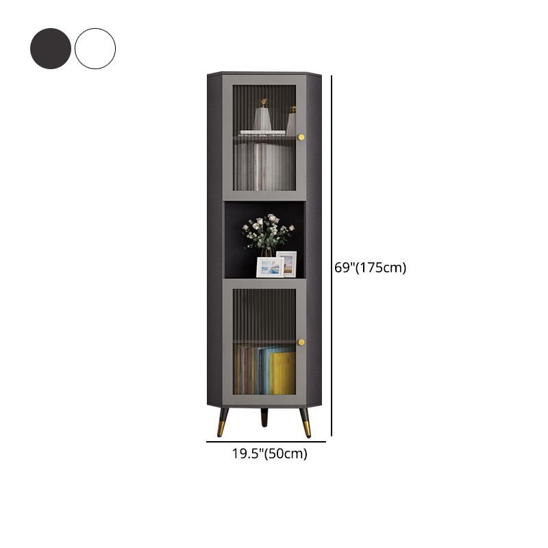 Corner Wood Accent Cabinet with 2 Doors in White/Grey Cabinet Clearhalo 'Cabinets & Chests' 'cabinets_chests' 'furn' 'furn_cabinets_chests' 'Furniture' 'Living Room Furniture' 1200x1200_f2d21cf2-d3ca-4472-95fe-af504363df87