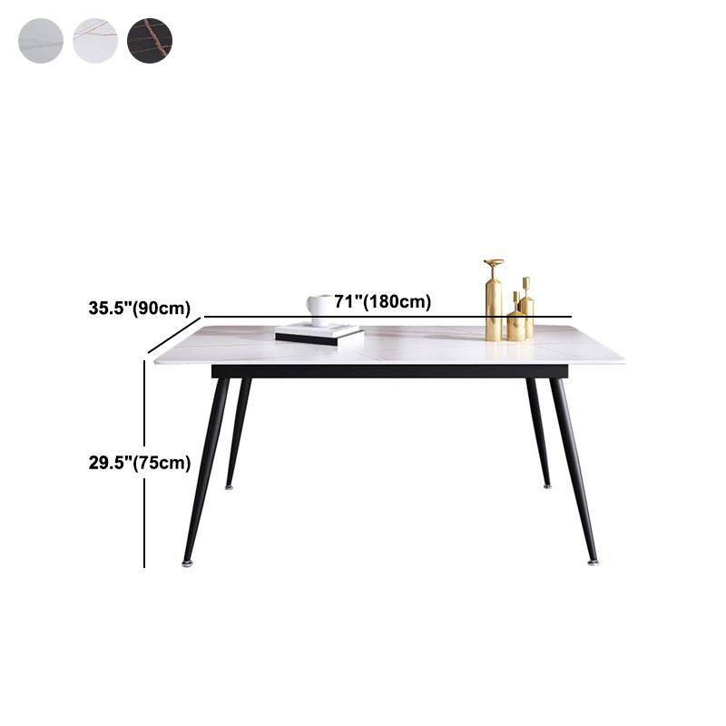 Industrial Rectangle Stone Table Standard Height Kitchen Table with 4 ...