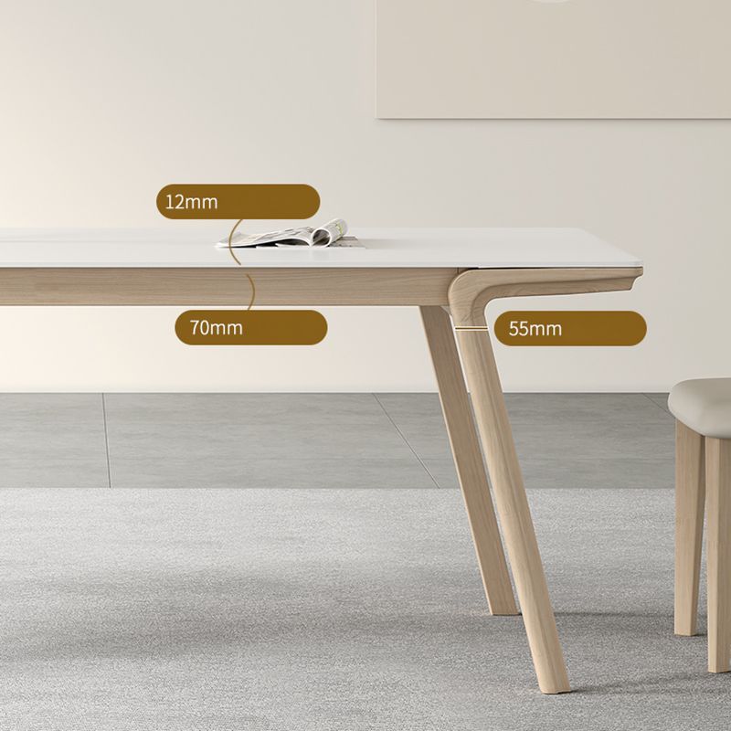 Mesa de comedor rectangular de madera maciza con 4 patas, mesa de comedor para comedor