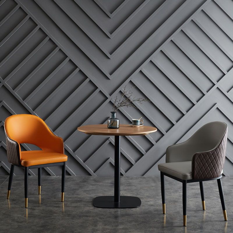 Silla de comedor de espalda abierta sillas laterales de comedor de cuero moderno