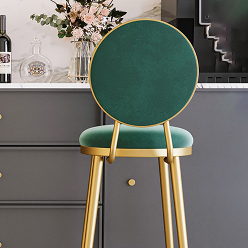 Glam Backrest Armless Counter Stool Iron Cafe Bar Stool with Velvet Cushion and Pedal Clearhalo 'Bar Furniture' 'Bar Stools' 'bar_stools' 'furn' 'furn_bar_stools' 'furniture_bar_stools' 'Kitchen & Dining Furniture' 'kitchen&dining_furn' 'kitchen' 'kitchen_furn' Furniture' 1200x1200_f2d8014d-8516-4f4b-9ef4-c10073aff1ee
