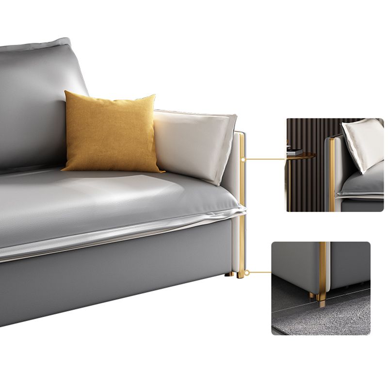 Moderno divano in vetro a fatica braccio quadrato con cuscini per camera da letto