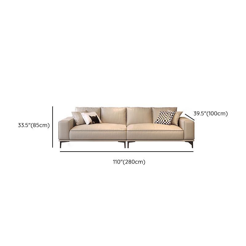 Contemporary Genuine Leather Pillows Square Arm Living Room Seating