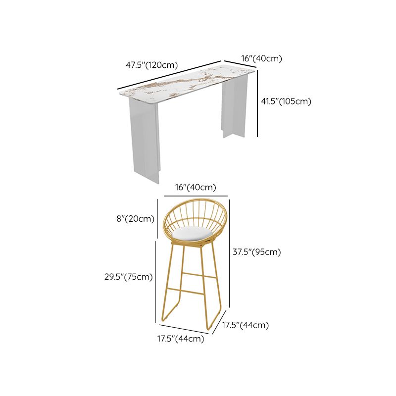 Rectangle Bar Table Set 1/2/3 Pcs Stone Bar Table and Metal Stools Clearhalo 'Bar Furniture' 'furn' 'furn_home_bar_bar_sets' 'Furniture' 'Home Bars & Bar Sets' 'home_bar_bar_sets' 'Kitchen & Dining Furniture' 1200x1200_f2da2631-cd8a-431d-89dc-3c34af06ad5a
