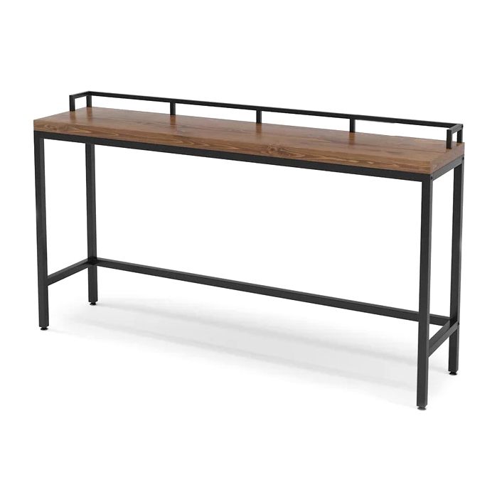 Contemporary Bar Table in Metal and Wood RectangleBar Table with Trestle Base Clearhalo 'Bar Furniture' 'Bar Tables' 'bar_tables' 'furn' 'furn_bar_tables' 'Furniture' 'Kitchen & Dining Furniture' 1200x1200_f2dcae77-706a-4561-93f7-d7e7473cd8b3
