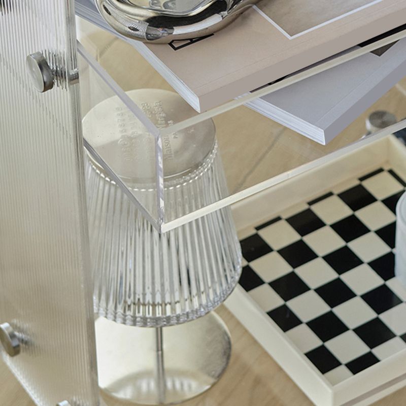 Modern Plastic Rectangular End Table Double Tier Corner Table with Storage Clearhalo 'Coffee & Accent Tables' 'End & Side Tables' 'end_side_tables' 'furn' 'furn_end_side_tables' 'Furniture' 'Living Room Furniture' 1200x1200_f2dcde68-6378-48c4-bd13-c7360349d534