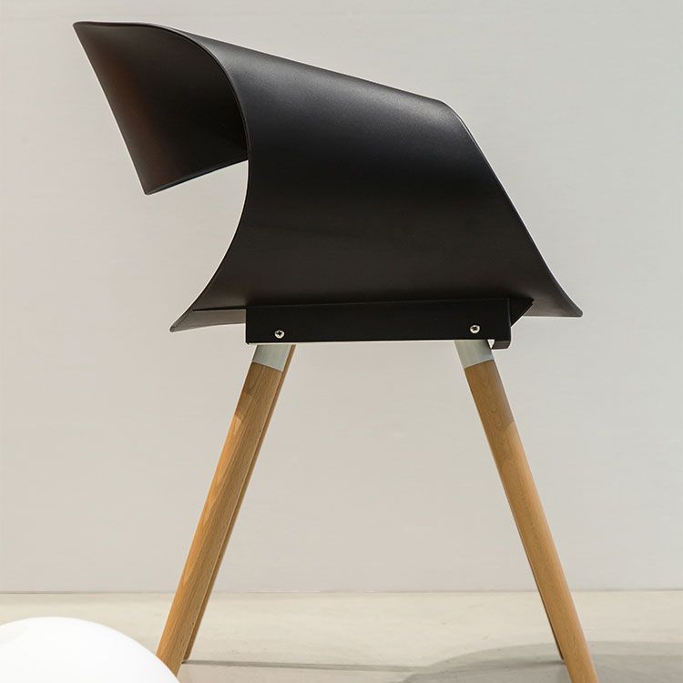 Modern Beech Open Back Arm Chair Matte Finish Plastic Dining Chair Clearhalo ' kitchen&dining_furn' 'Dining Chairs' 'Dining Tables & Seating' 'dining_chair' 'furn' 'furn_dining_chair' 'Furniture' 'furniture_dining_chair' 'Kitchen & Dining Furniture' 'kitchen' 1200x1200_f2df3a0e-956a-47fa-8556-307e724427f8