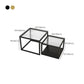 Modern Square Glass Coffee Table Iron Frame Base Cocktail Table