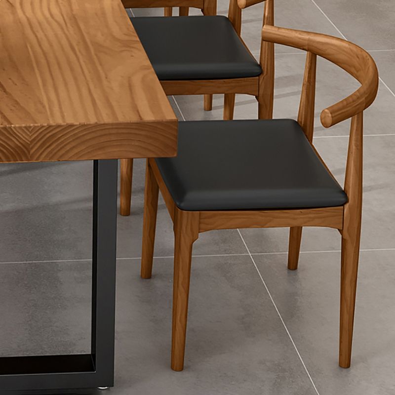 Scrivania per ufficio in legno di pino industriale scrivania rettangolare marrone con cavalletto in metallo