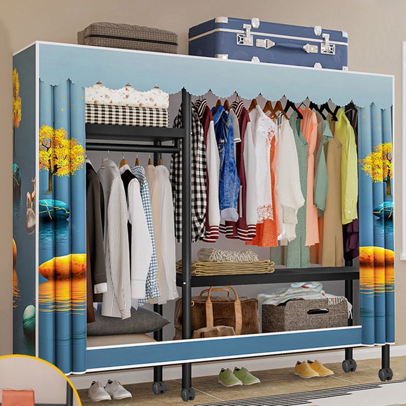 Steel Frame Wardrobe Armoire Contemporary Style Wardrobe Cabinet for Home Clearhalo 'Armoires & Wardrobes' 'armoires_wardrobes' 'Bedroom Furniture' 'furn' 'furn_armoires_wardrobes' 'Furniture' 1200x1200_f2e1ac93-6280-4698-866d-d97a59ee2601