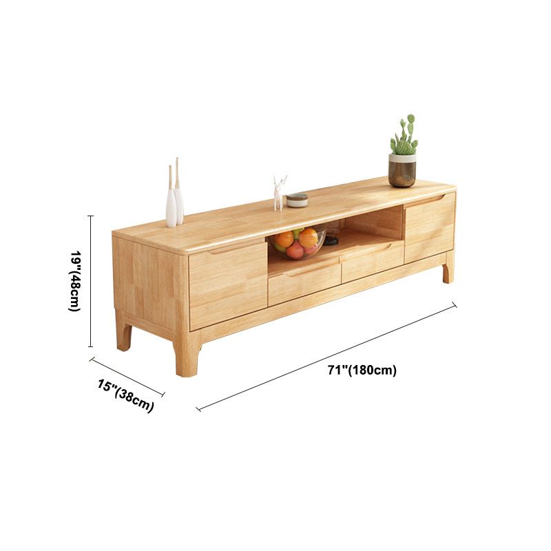 Console TV in legno di gomma moderna per soggiorno in gomma con cassetti, 15 "D / 16,5" D