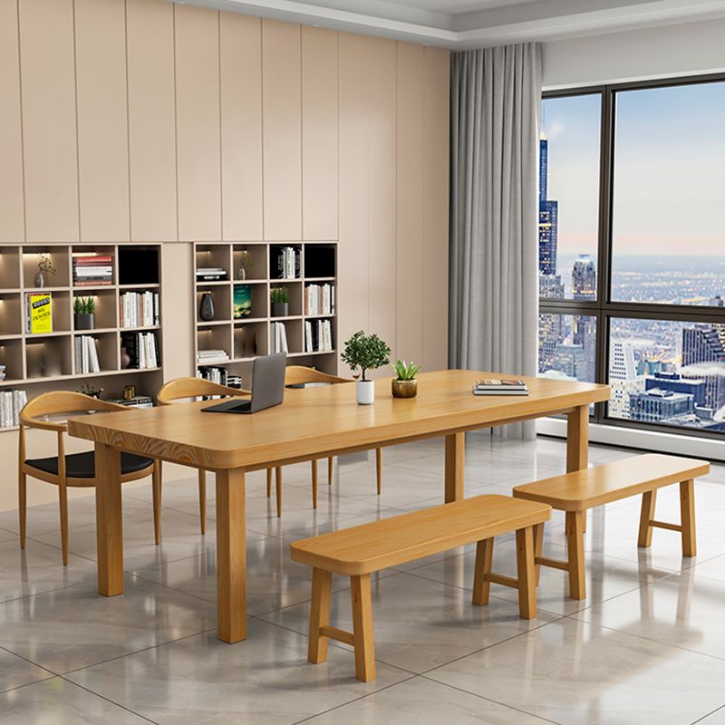 Bureau de bureau en bois contemporain Bureau de tâche de forme rectangulaire avec 4 jambes